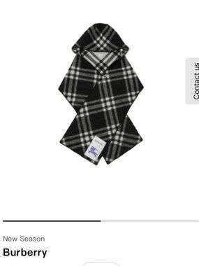 Authentic Burberry Black and White Plaid Hooded Scarf